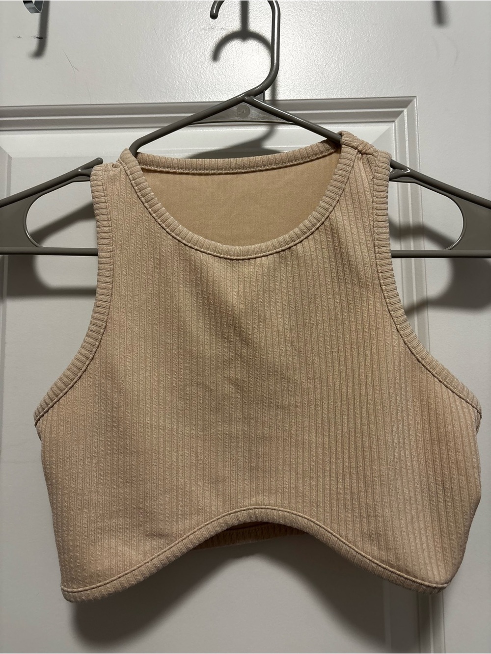 SHEIN Beige Ribbed Cropped Tank